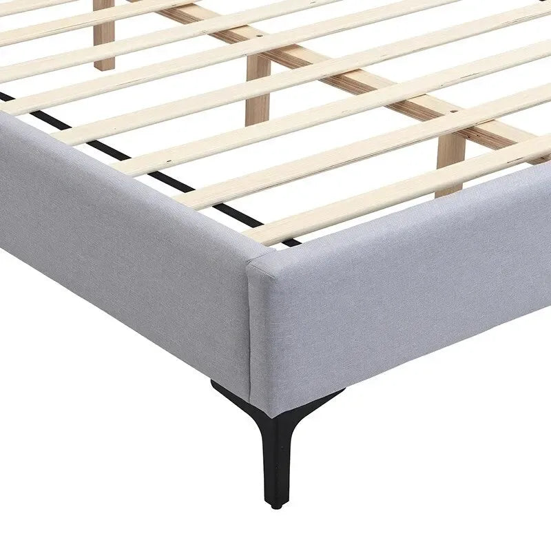 Lit rembourré en tissu bouclette avec liseuses intégrées et étagères de tête de lit