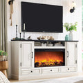 Farmhouse Fireplace TV Stand for 80 Inch TV, Entertainment Center