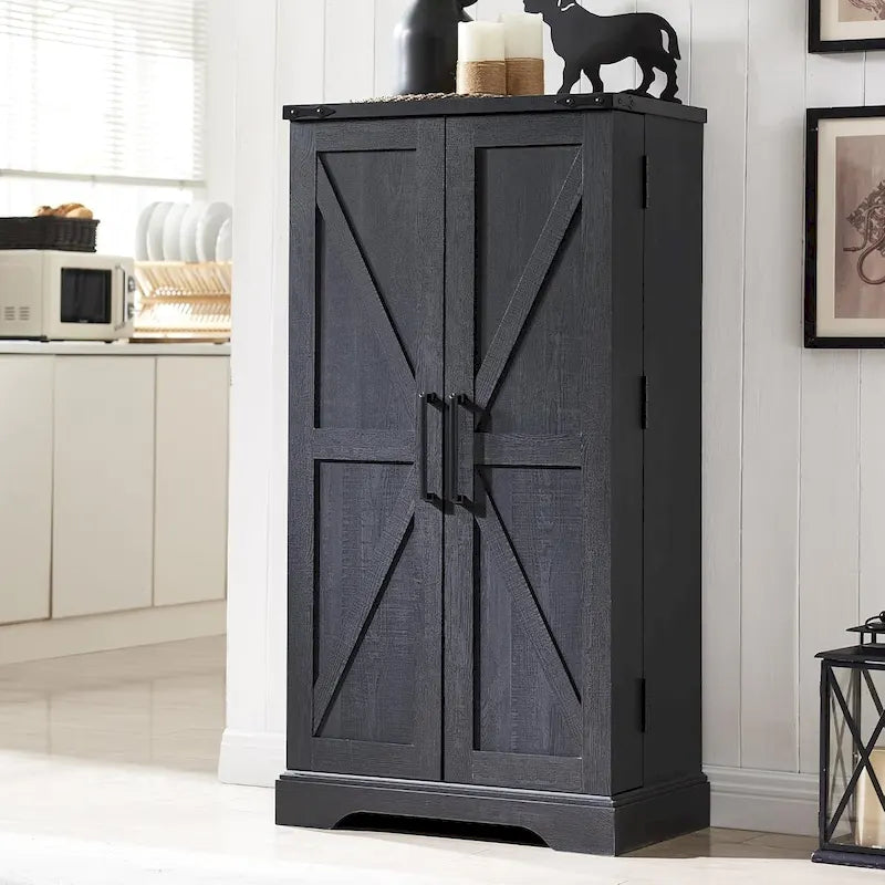 Meuble de rangement pour cuisine de ferme avec portes de grange – 120 cm