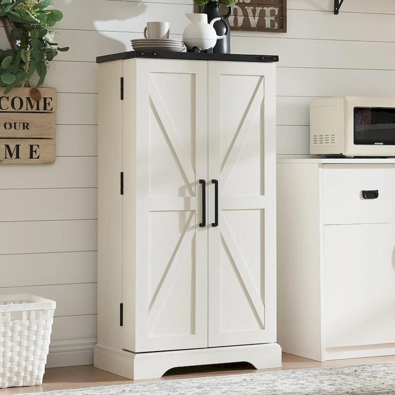 Meuble de rangement pour cuisine de ferme avec portes de grange – 120 cm