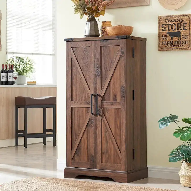 Meuble de rangement pour cuisine de ferme avec portes de grange – 120 cm
