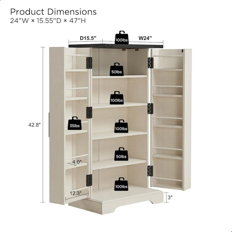 Meuble de rangement pour cuisine de ferme avec portes de grange – 120 cm