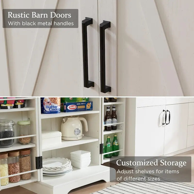 Meuble de rangement pour cuisine de ferme avec portes de grange – 120 cm
