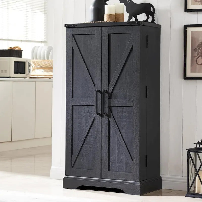 Meuble de rangement pour cuisine de ferme avec portes de grange – 120 cm