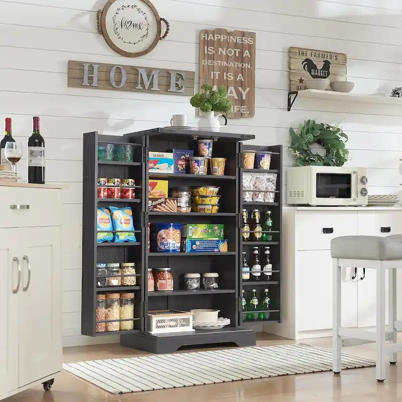 Meuble de rangement pour cuisine de ferme avec portes de grange – 120 cm