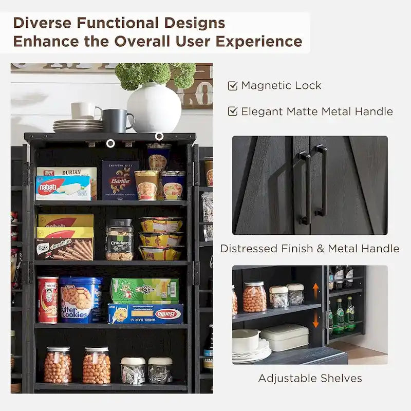 Meuble de rangement pour cuisine de ferme avec portes de grange – 120 cm