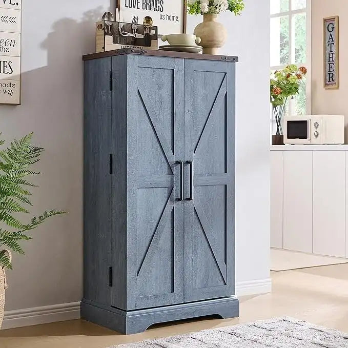 Meuble de rangement pour cuisine de ferme avec portes de grange – 120 cm