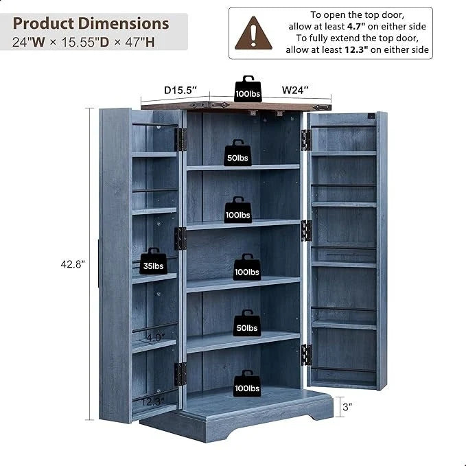 Meuble de rangement pour cuisine de ferme avec portes de grange – 120 cm