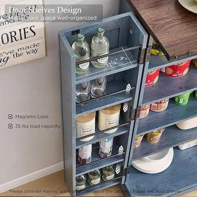 Meuble de rangement pour cuisine de ferme avec portes de grange – 120 cm