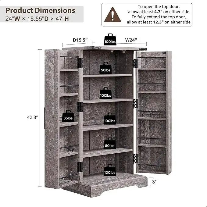 Meuble de rangement pour cuisine de ferme avec portes de grange – 120 cm