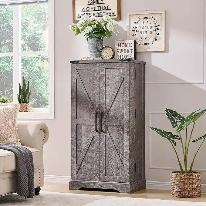 Meuble de rangement pour cuisine de ferme avec portes de grange – 120 cm