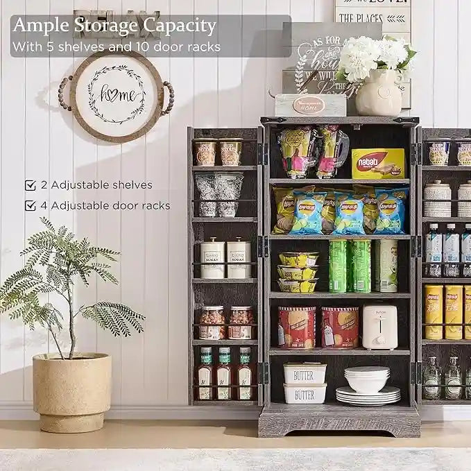 Meuble de rangement pour cuisine de ferme avec portes de grange – 120 cm