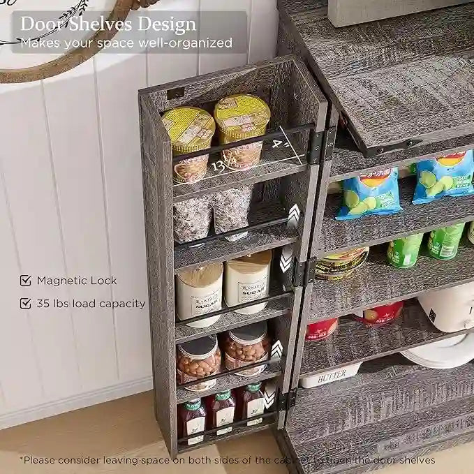 Meuble de rangement pour cuisine de ferme avec portes de grange – 120 cm