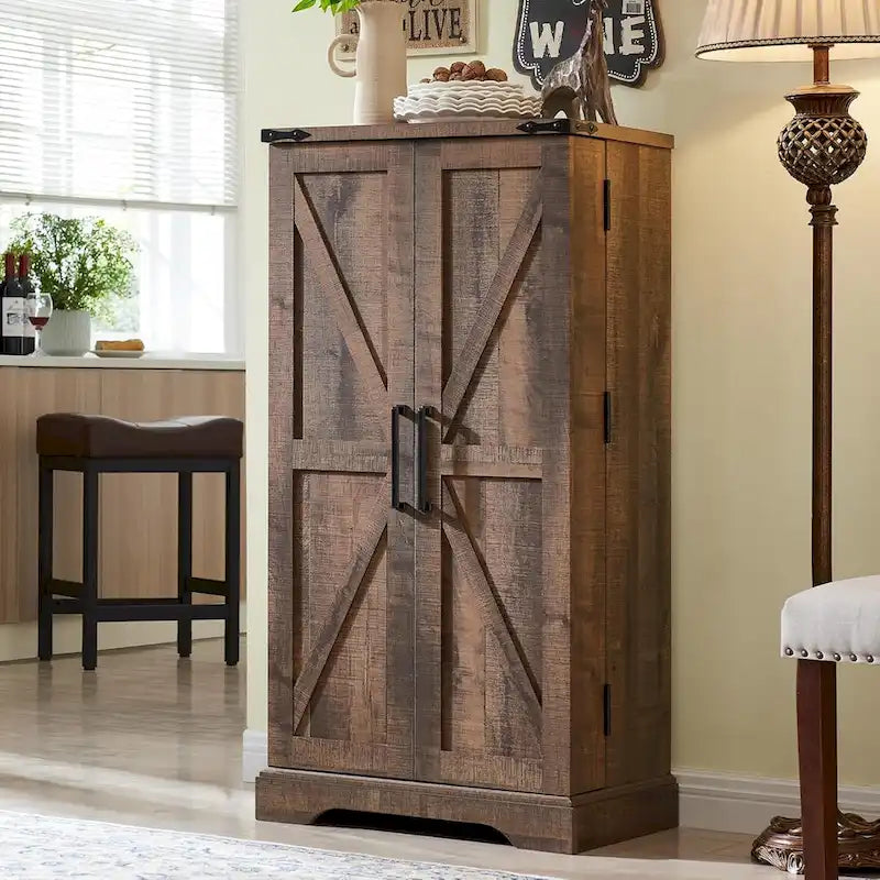 Meuble de rangement pour cuisine de ferme avec portes de grange – 120 cm