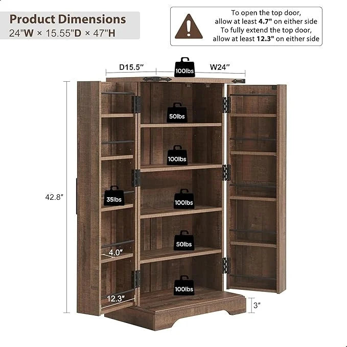 Meuble de rangement pour cuisine de ferme avec portes de grange – 120 cm