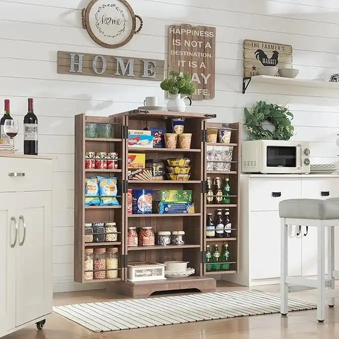 Meuble de rangement pour cuisine de ferme avec portes de grange – 120 cm