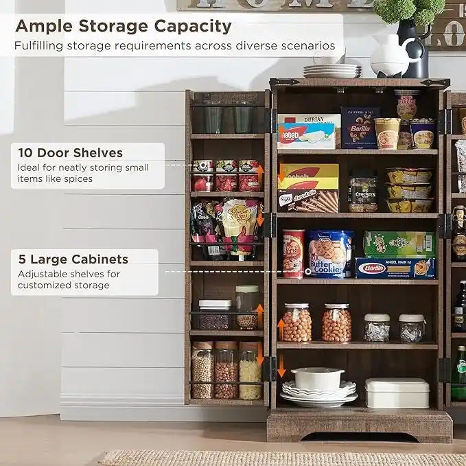 Meuble de rangement pour cuisine de ferme avec portes de grange – 120 cm