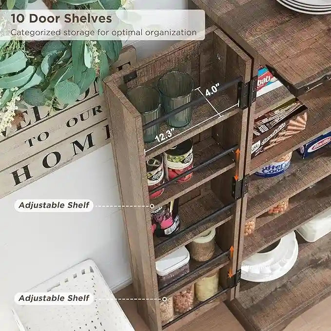 Meuble de rangement pour cuisine de ferme avec portes de grange – 120 cm