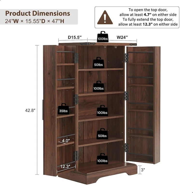 Meuble de rangement pour cuisine de ferme avec portes de grange – 120 cm
