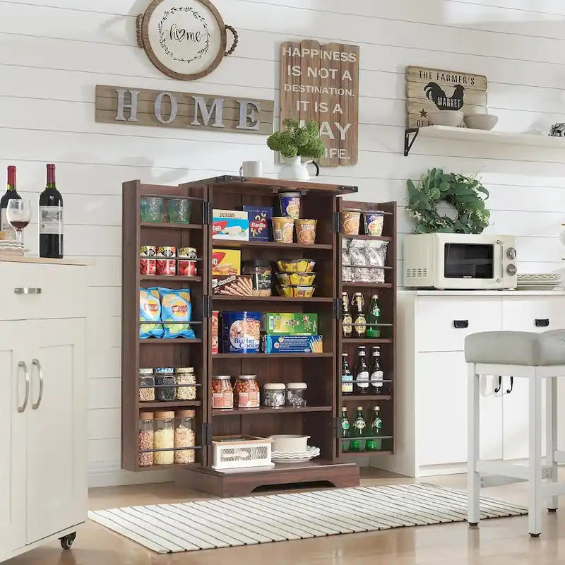Meuble de rangement pour cuisine de ferme avec portes de grange – 120 cm