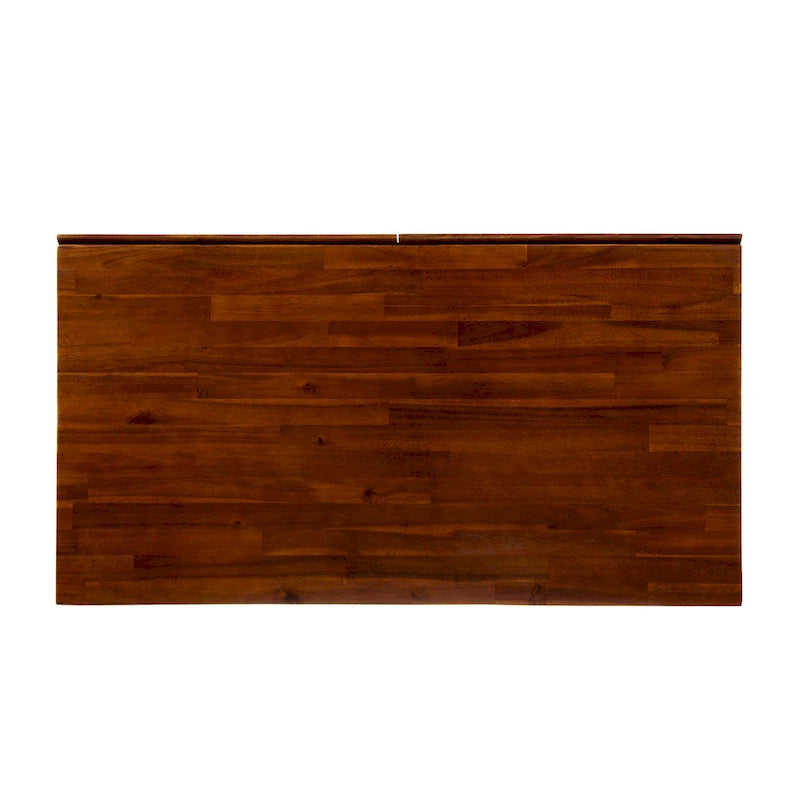 Bureau industriel en bois d'acacia avec 2 tiroirs et cadre en fer – Noyer foncé