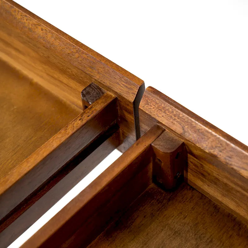 Bureau industriel en bois d'acacia avec 2 tiroirs et cadre en fer – Noyer foncé
