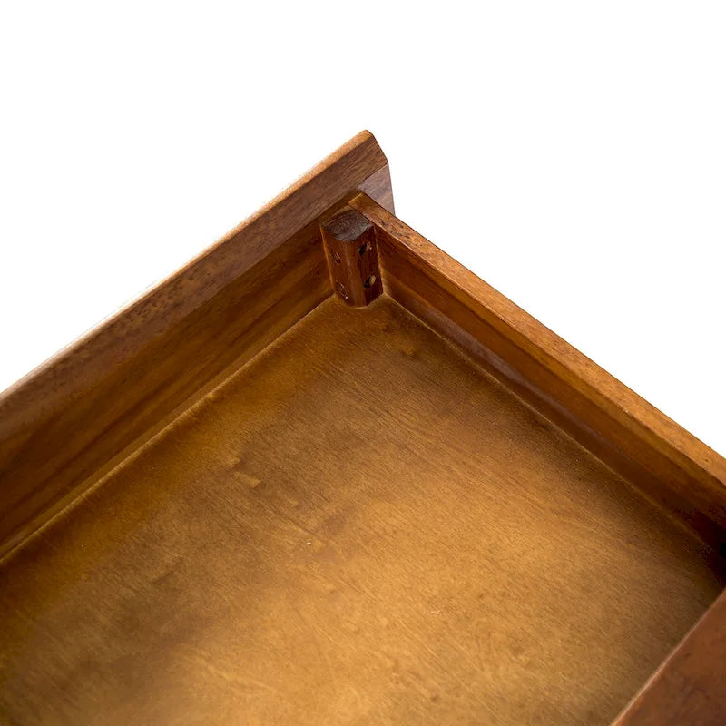 Bureau industriel en bois d'acacia avec 2 tiroirs et cadre en fer – Noyer foncé