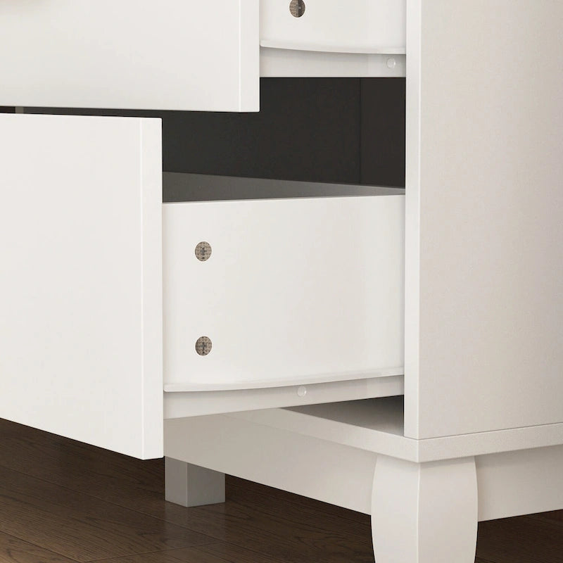Commode double 6 tiroirs de 120 cm de large avec pieds incurvés, style Mid-Century Modern