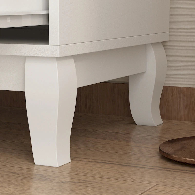 Commode double 6 tiroirs de 120 cm de large avec pieds incurvés, style Mid-Century Modern