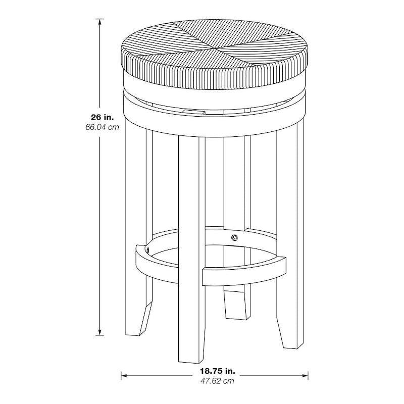 Tabouret pivotant de 66 cm (hauteur comptoir) avec assise en jonc de mer tressé et cadre en bois massif