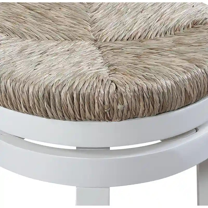 Tabouret pivotant de 66 cm (hauteur comptoir) avec assise en jonc de mer tressé et cadre en bois massif
