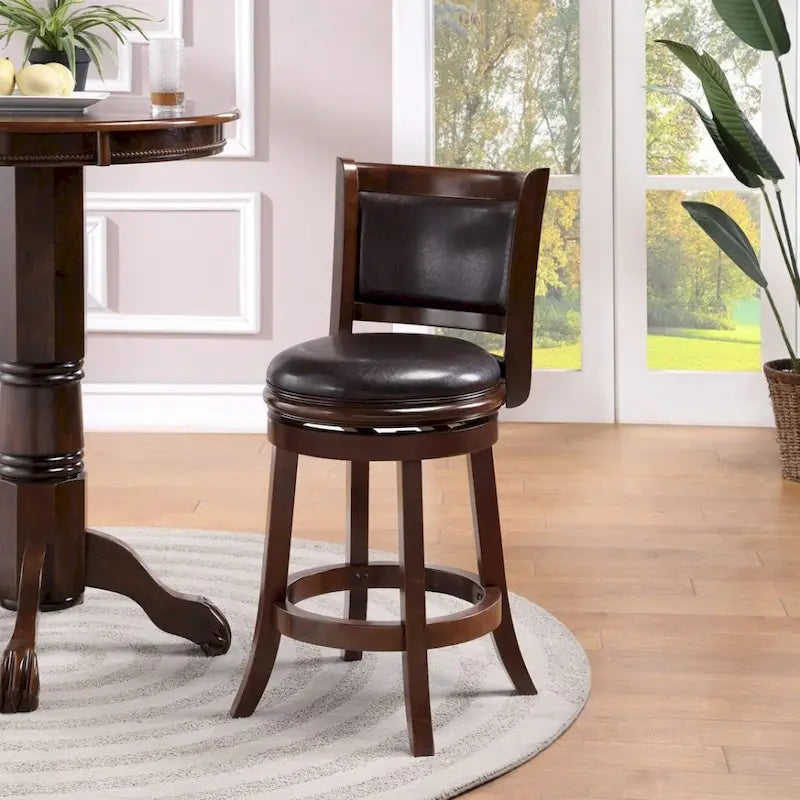 Tabouret de bar/comptoir pivotant rembourré avec structure en bois