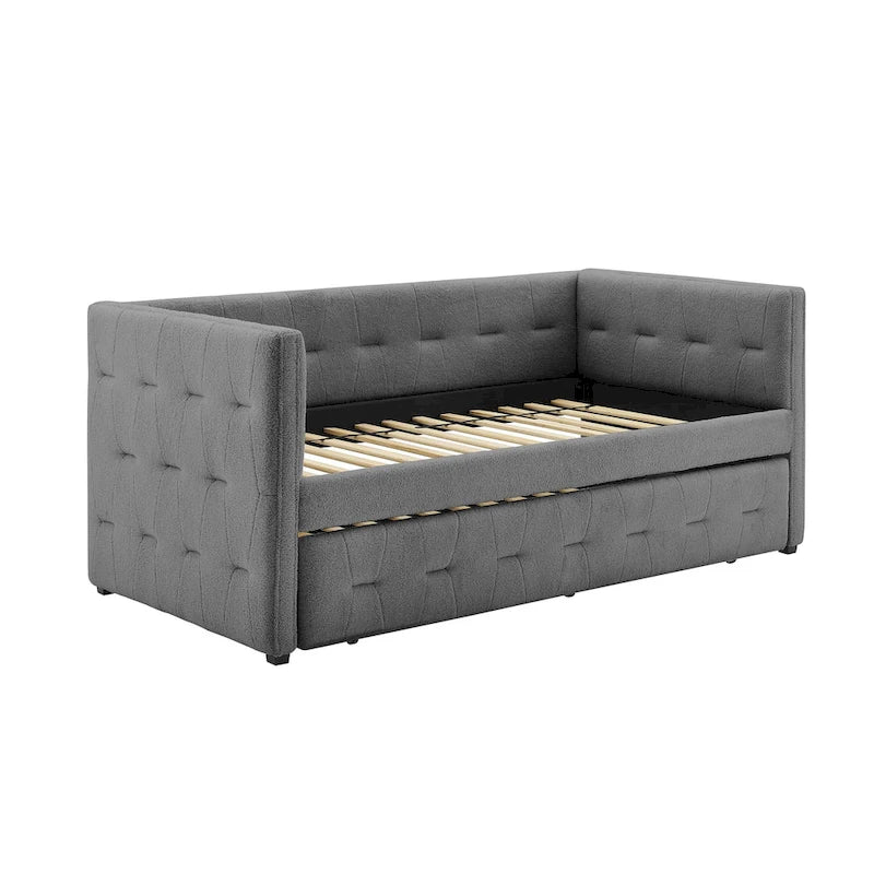Lit de repos capitonné avec lit gigogne escamotable