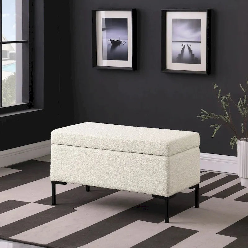 Banc de rangement avec pieds en métal