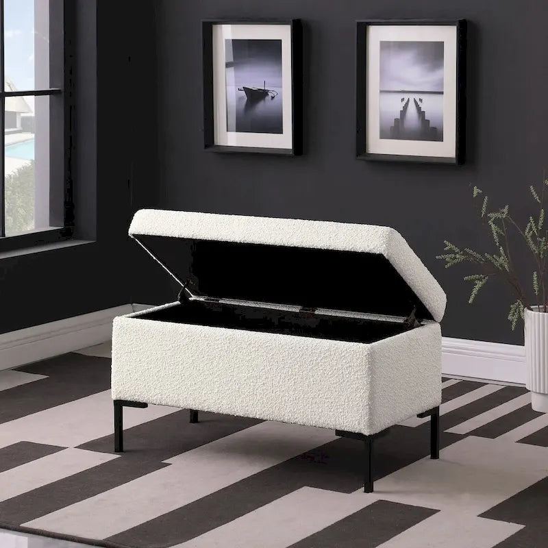 Banc de rangement avec pieds en métal