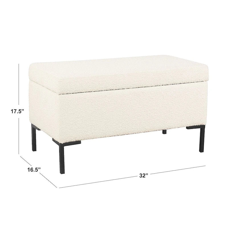 Banc de rangement avec pieds en métal