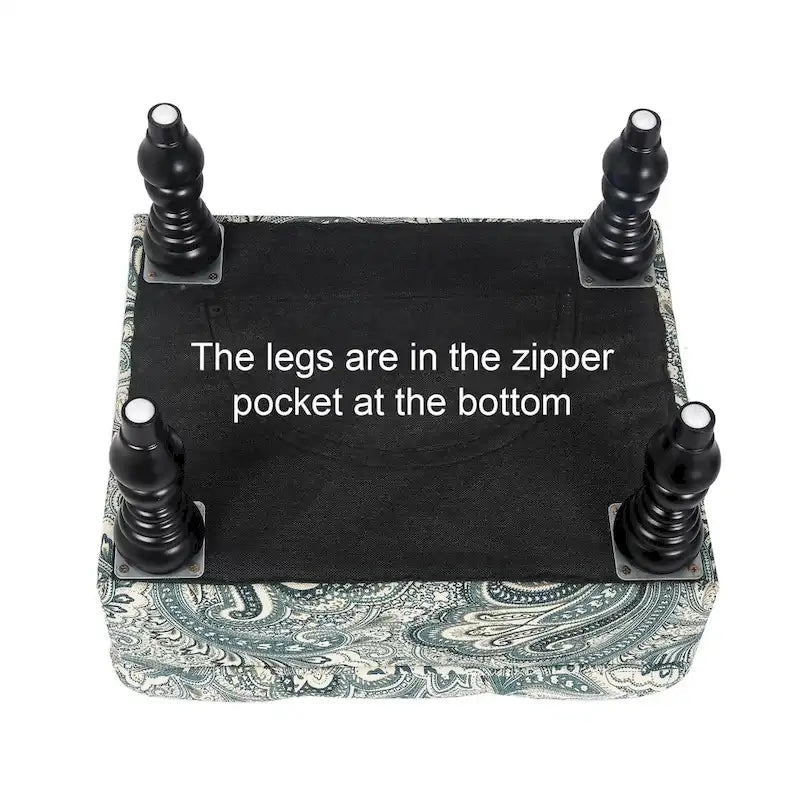 Repose-Pieds et Banc de Coiffeuse Matelassé à Motif Floral avec Cadre en Bois Massif