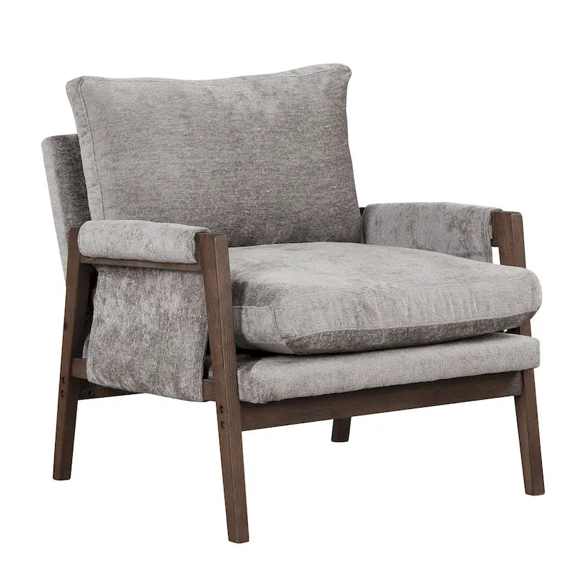 Fauteuil d'appoint en velours de style Mid-Century Modern avec accoudoirs rembourrés
