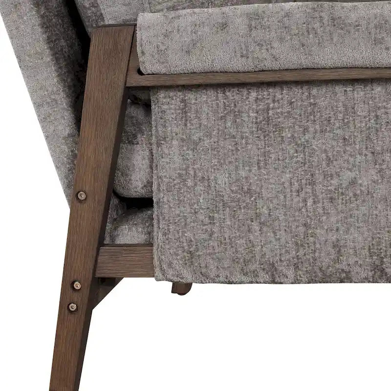 Fauteuil d'appoint en velours de style Mid-Century Modern avec accoudoirs rembourrés