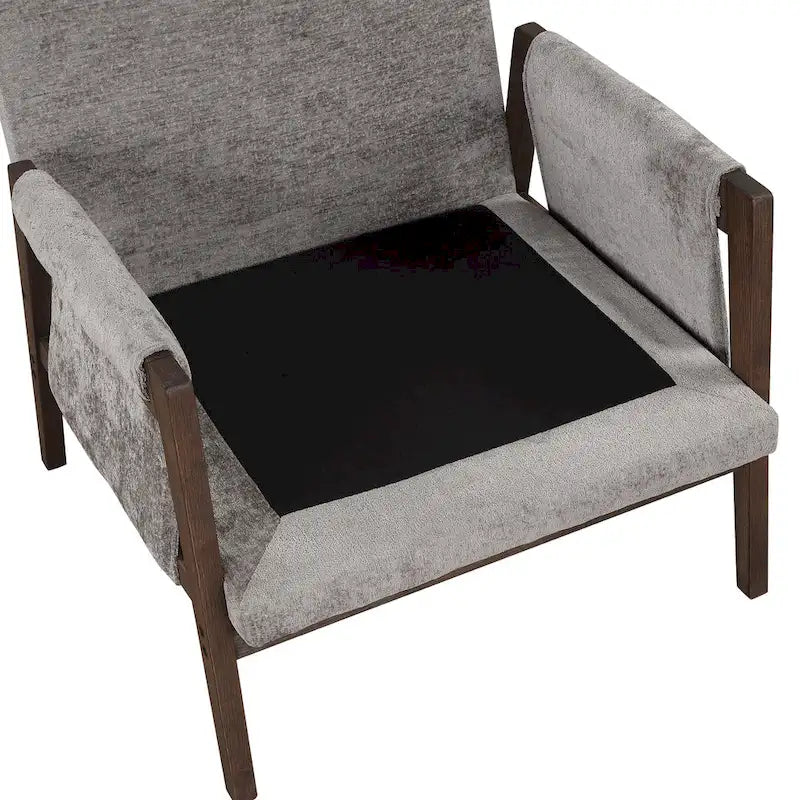Fauteuil d'appoint en velours de style Mid-Century Modern avec accoudoirs rembourrés