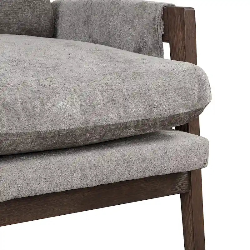 Fauteuil d'appoint en velours de style Mid-Century Modern avec accoudoirs rembourrés