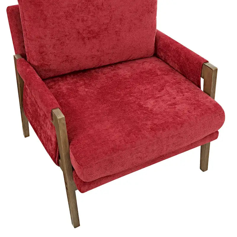 Fauteuil d'appoint en velours de style Mid-Century Modern avec accoudoirs rembourrés