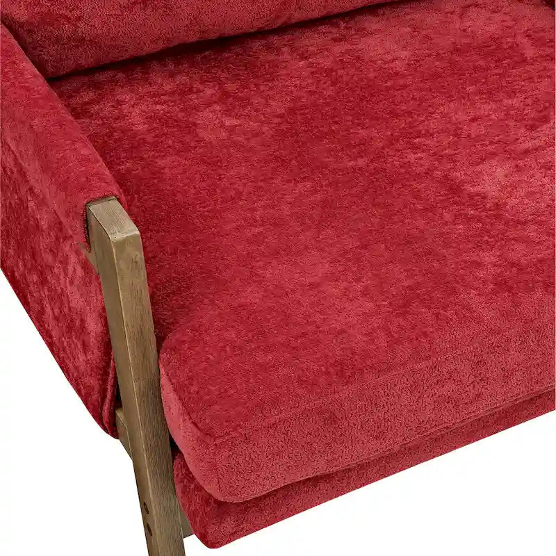 Fauteuil d'appoint en velours de style Mid-Century Modern avec accoudoirs rembourrés