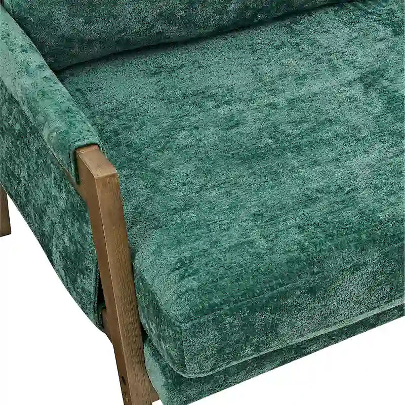 Fauteuil d'appoint en velours de style Mid-Century Modern avec accoudoirs rembourrés