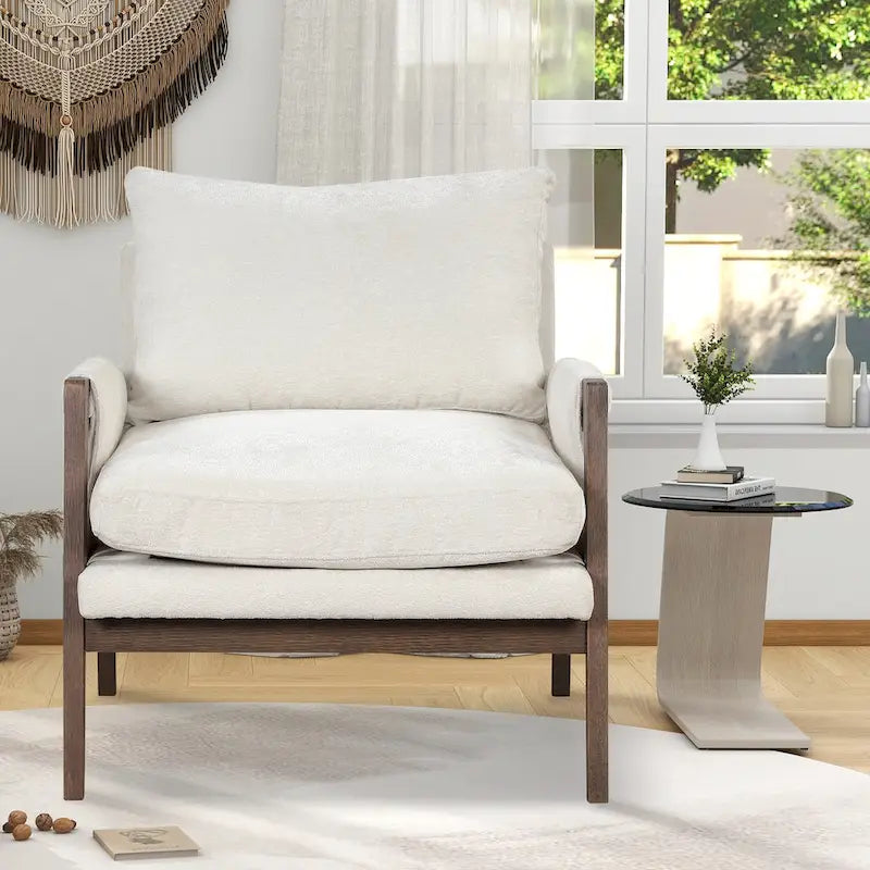 Fauteuil d'appoint en velours de style Mid-Century Modern avec accoudoirs rembourrés