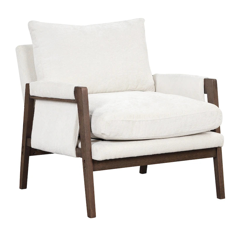 Fauteuil d'appoint en velours de style Mid-Century Modern avec accoudoirs rembourrés