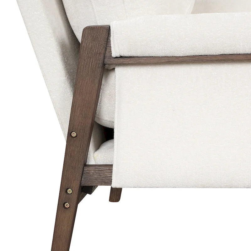 Fauteuil d'appoint en velours de style Mid-Century Modern avec accoudoirs rembourrés
