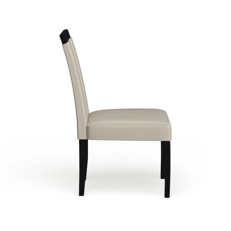 Chaise de salle à manger moderne, rembourrée blanche avec dossier ajouré et cadre noir
