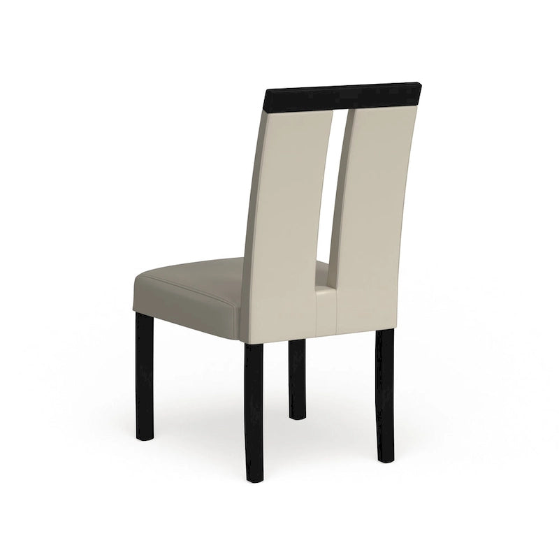 Chaise de salle à manger moderne, rembourrée blanche avec dossier ajouré et cadre noir