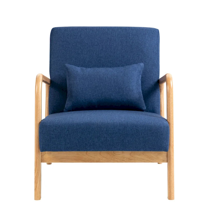 Fauteuil d'appoint rembourré avec coussin lombaire et pieds en bois